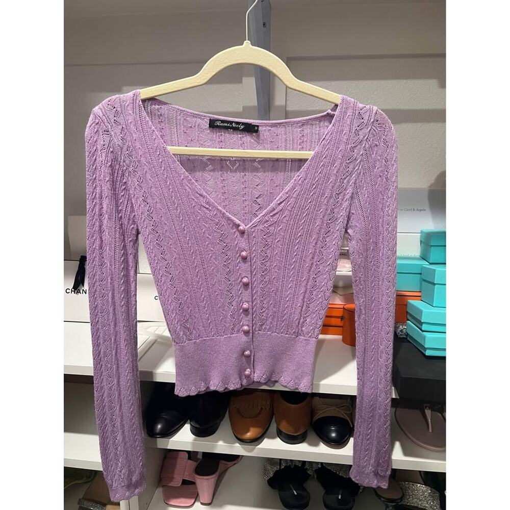 Purple crochet cardigan xs